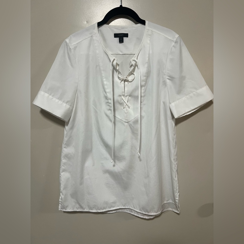 Women's Jcrew White Lace-Up Top size 12